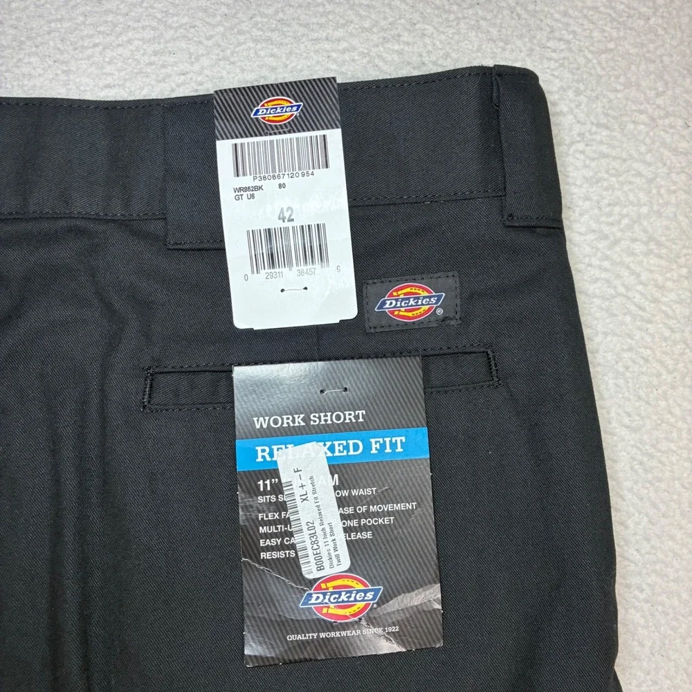 Dickies Work Shorts Men 42x11 Black Relaxed Fit Twill Skater Workwear Flex NWT
